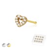 MULTI CZ HEART 316L SURGICAL STEEL NOSE BONE STUD BOX